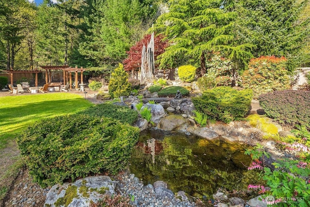 43936 SE 127th Pl, North Bend, WA 98045 - view of green lawn featuring a pergola and a patio area
