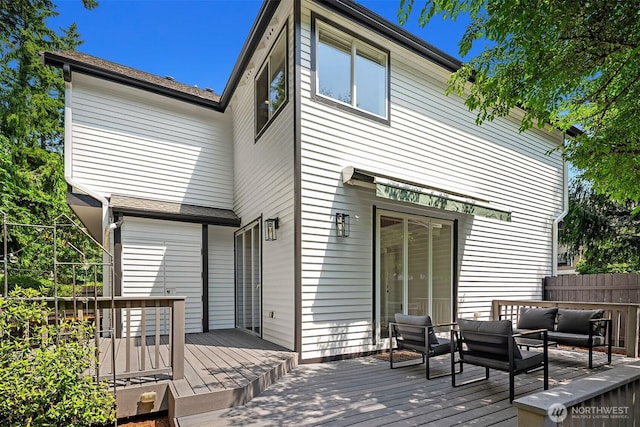 16432 SE 24th St, Bellevue, WA 98008 - rear view of house featuring an outdoor hangout area and a deck