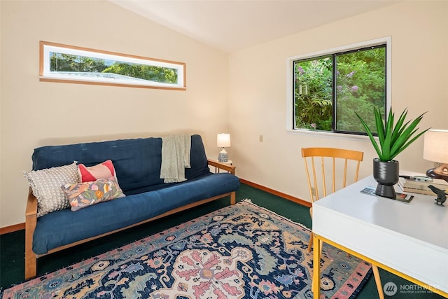9922 SW 206th Ct, Vashon, WA 98070 - office area with vaulted ceiling and carpet floors