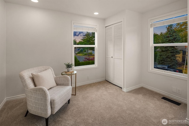 12810 SE 22nd Pl, Bellevue, WA 98005 - sitting room featuring light carpet and recessed lighting