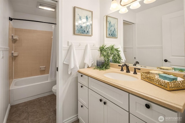 12810 SE 22nd Pl, Bellevue, WA 98005 - bathroom with vanity, tile patterned flooring, and shower / bathtub combination with curtain