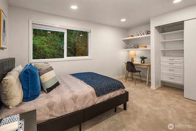 12810 SE 22nd Pl, Bellevue, WA 98005 - bedroom featuring light colored carpet, recessed lighting, and a desk