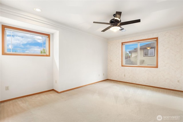 2804 18th St SE, Puyallup, WA 98374 - unfurnished room with light colored carpet, crown molding, and ceiling fan