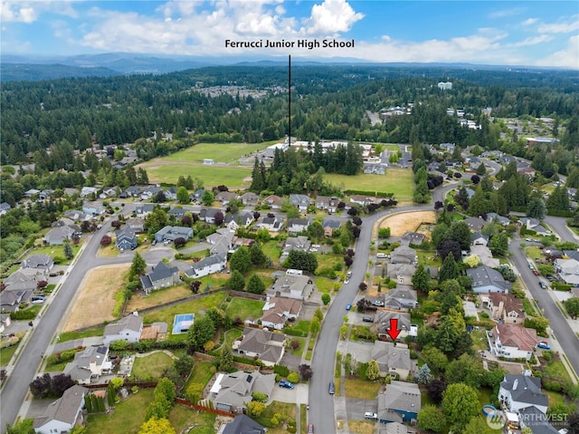 2804 18th St SE, Puyallup, WA 98374 - aerial perspective of suburban area featuring a heavily wooded area
