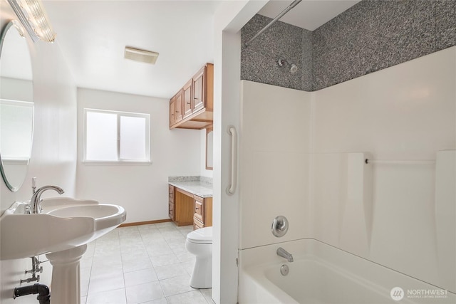 832 Birch St, Edmonds, WA 98020 - bathroom featuring shower / bath combination and tile patterned floors
