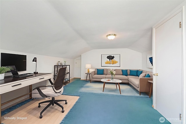 832 Birch St, Edmonds, WA 98020 - office area featuring lofted ceiling and baseboards