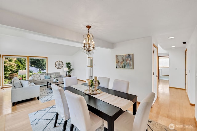 14007 65th Pl W, Edmonds, WA 98026 - dining room with healthy amount of natural light, light wood finished floors, a chandelier, and recessed lighting