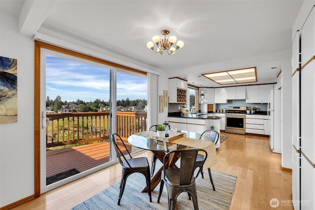 14007 65th Pl W, Edmonds, WA 98026 - dining room with a chandelier and light wood-style flooring