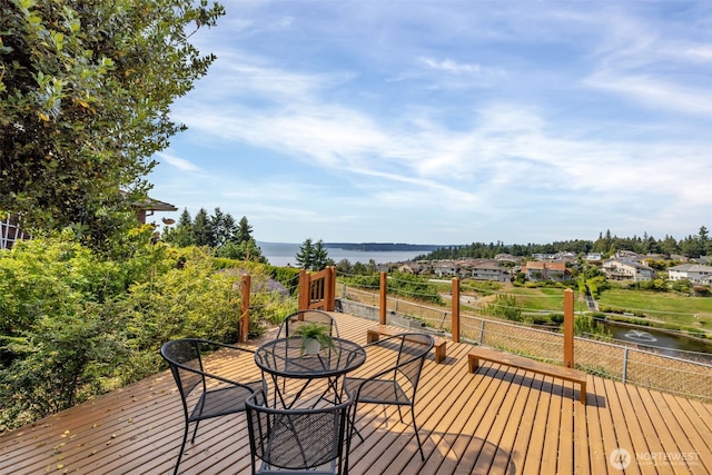 14007 65th Pl W, Edmonds, WA 98026 - wooden deck featuring a water view and outdoor dining space