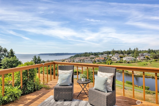 14007 65th Pl W, Edmonds, WA 98026 - wooden terrace featuring a water view and a residential view