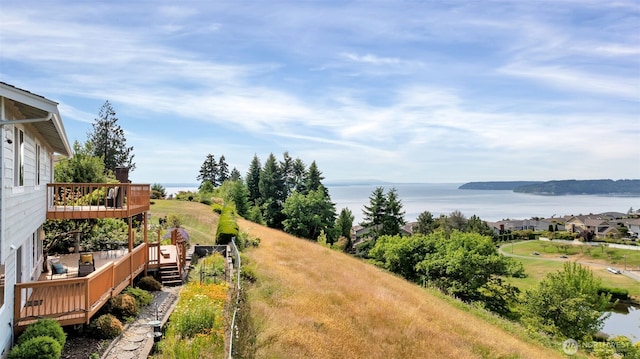 14007 65th Pl W, Edmonds, WA 98026 - view of yard featuring a deck with water view