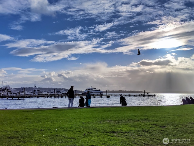 12200 100th Ave NE Unit N-D, Kirkland, WA 98034 - dock with a water view and a lawn