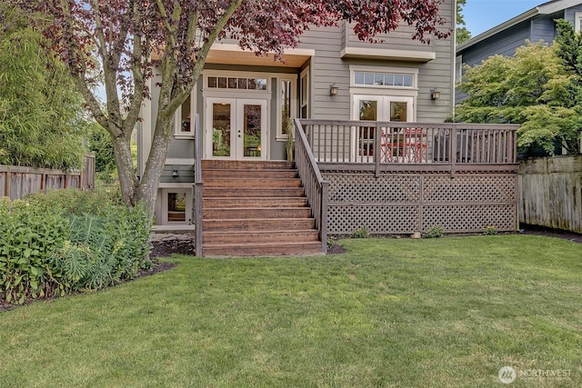 2611 9th Ave W, Seattle, WA 98119 - back of house featuring french doors, stairway, and a wooden deck