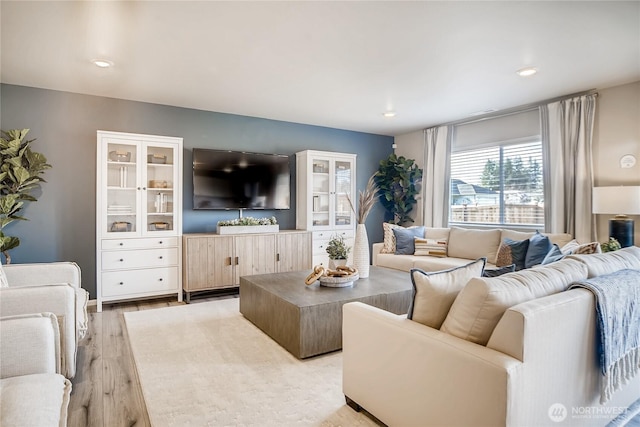 19707 140th Avenue Ct E, Graham, WA 98338 - living area featuring light wood-type flooring and recessed lighting
