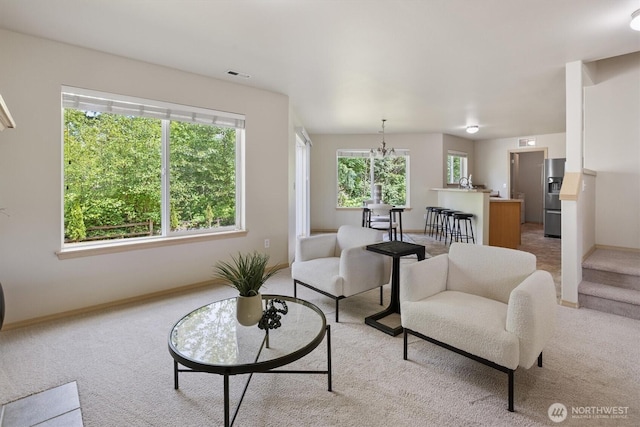 33036 42nd Ave S, Federal Way, WA 98001 - living area with light carpet and a chandelier