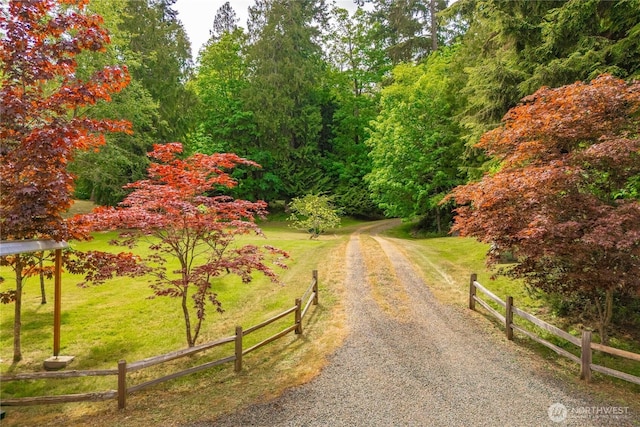 36 Seven Sisters Rd, Port Ludlow, WA 98365 - view of dirt / gravel road with a wooded view
