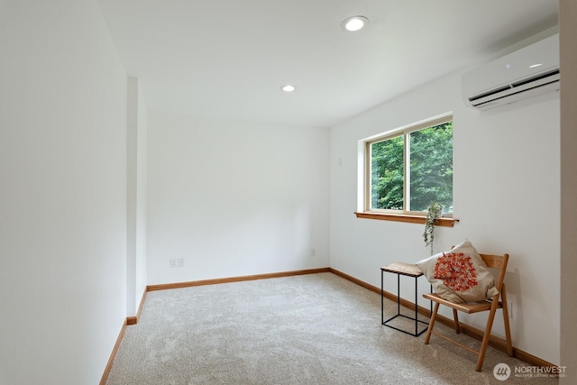 6373 Eastwood Rd, Deming, WA 98244 - living area featuring a wall unit AC, carpet floors, and recessed lighting