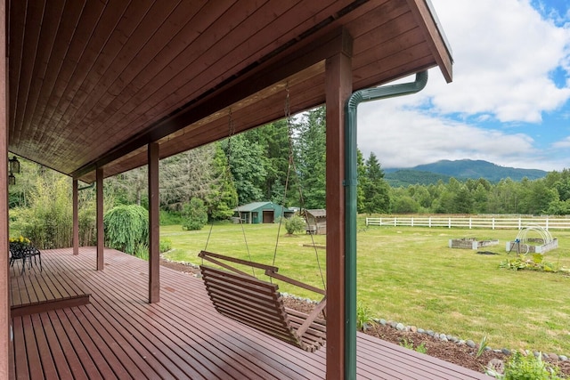6373 Eastwood Rd, Deming, WA 98244 - wooden terrace featuring a mountain view and a view of trees