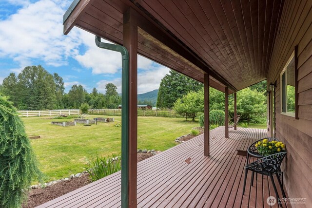 6373 Eastwood Rd, Deming, WA 98244 - wooden terrace with a garden and a view of countryside