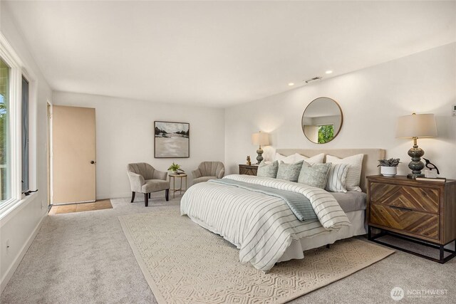 11665 NE Sunset Loop, Bainbridge Island, WA 98110 - carpeted bedroom featuring recessed lighting and baseboards