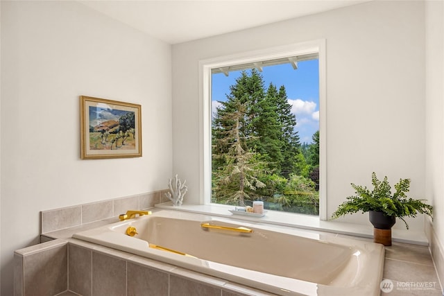 11665 NE Sunset Loop, Bainbridge Island, WA 98110 - full bath featuring a garden tub and tile patterned floors