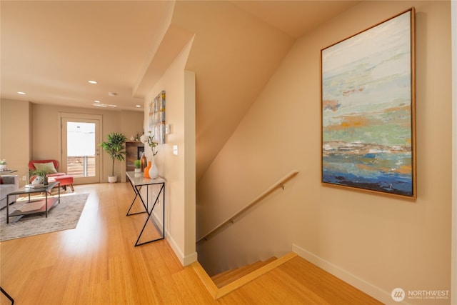 3926A S Brandon St, Seattle, WA 98118 - stairway featuring wood finished floors and recessed lighting