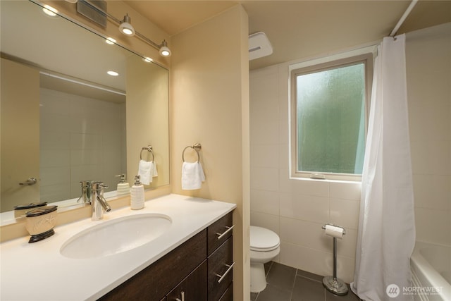 3926A S Brandon St, Seattle, WA 98118 - full bathroom featuring vanity, tile patterned flooring, and shower / tub combo