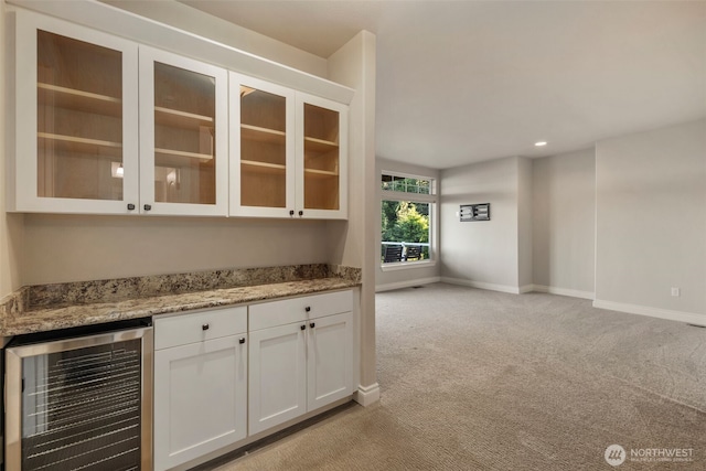 3224 Overlook Loop, Ilwaco, WA 98624 - bar area featuring wine cooler, light colored carpet, and recessed lighting