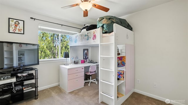 4650 NE 3rd Ln Unit F1, Renton, WA 98059 - bedroom featuring light colored carpet, a desk, and ceiling fan