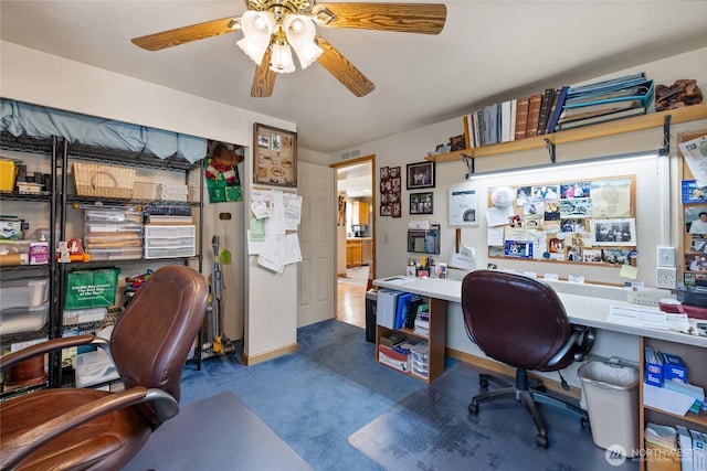 836 Harman Way S Unit 82, Orting, WA 98360 - carpeted home office featuring a ceiling fan and baseboards