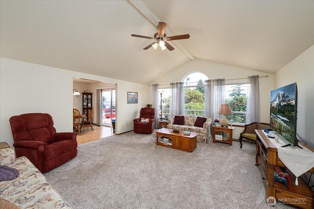 1890 Edgewood Dr, Camano Island, WA 98282 - living room featuring a ceiling fan and light colored carpet