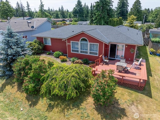 1890 Edgewood Dr, Camano Island, WA 98282 - back of house with a wooden deck and roof with shingles