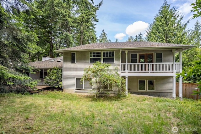20713 NE 44th St, Sammamish, WA 98074 - rear view of property featuring a balcony and a shingled roof
