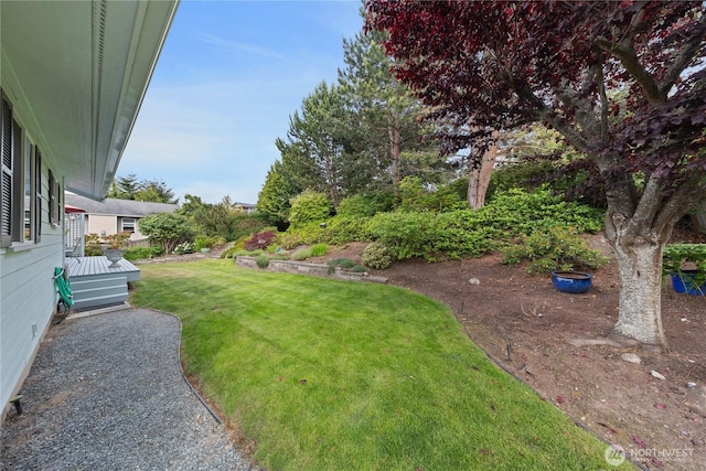 4607 Camano Pl, Anacortes, WA 98221 - view of grassy yard featuring a deck