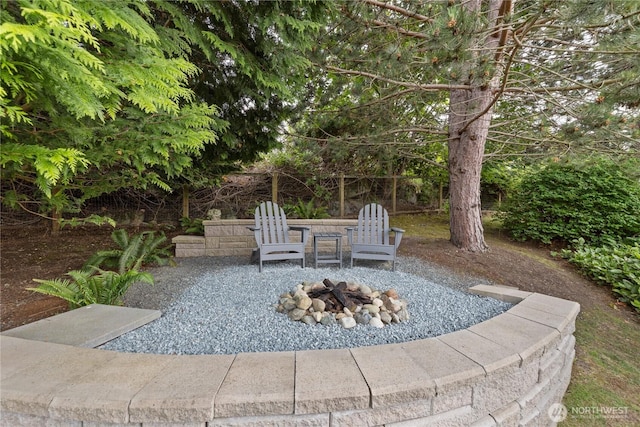 4607 Camano Pl, Anacortes, WA 98221 - view of patio featuring an outdoor fire pit