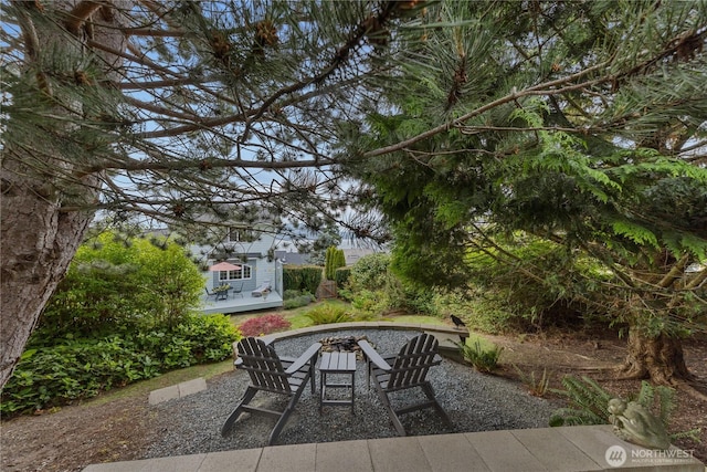 4607 Camano Pl, Anacortes, WA 98221 - view of patio featuring a fire pit