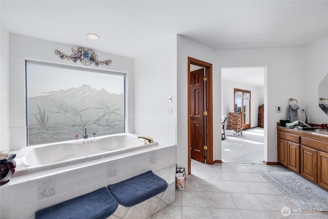 1408 W St NW, Auburn, WA 98001 - full bathroom featuring vanity, a bath, and tile patterned floors