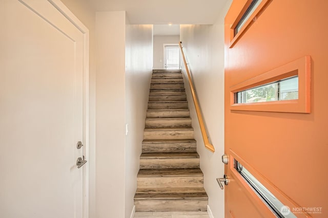 1823 SW 96th Ln, Seattle, WA 98106 - stairway with plenty of natural light and wood finished floors