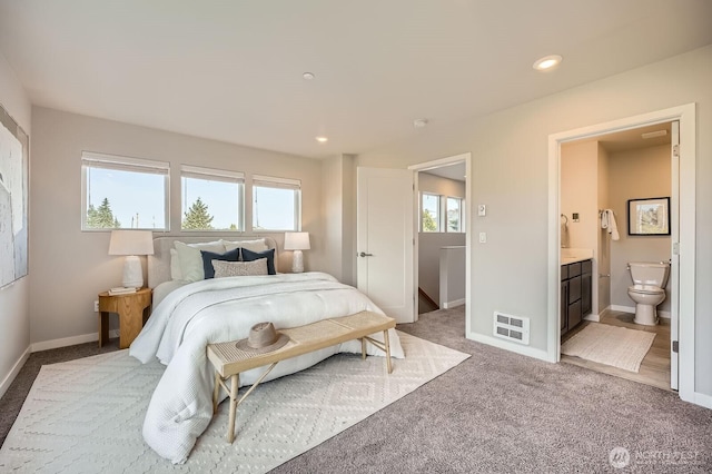 1823 SW 96th Ln, Seattle, WA 98106 - bedroom with carpet floors, connected bathroom, and recessed lighting