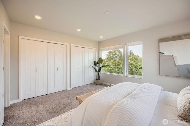 1823 SW 96th Ln, Seattle, WA 98106 - bedroom with two closets, carpet, and recessed lighting