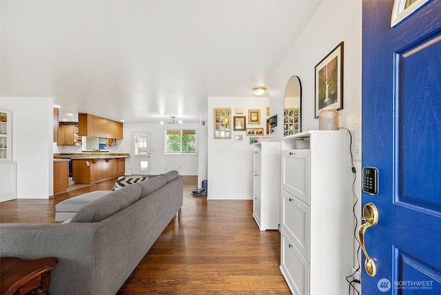 1815 181st St E, Spanaway, WA 98387 - living area featuring dark wood finished floors