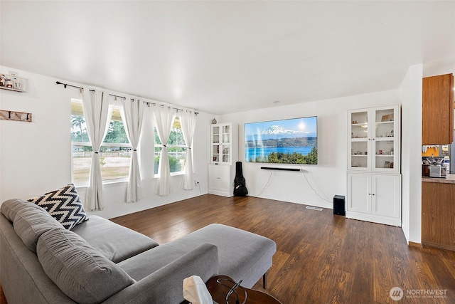 1815 181st St E, Spanaway, WA 98387 - living room featuring dark wood finished floors