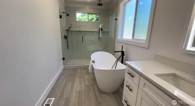 15 Sudden Valley Dr, Bellingham, WA 98229 - full bath with a marble finish shower, vanity, and a soaking tub