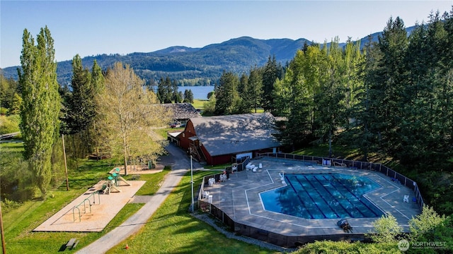 1 Valley View Cir, Bellingham, WA 98229 - community pool with a mountain view, a wooded view, and a lawn
