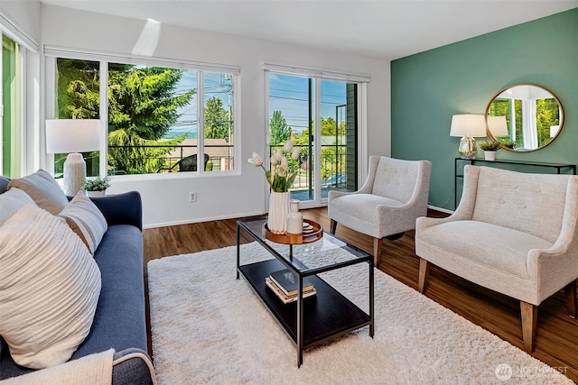303 N 44th St Unit 105, Seattle, WA 98103 - living room with wood finished floors and baseboards