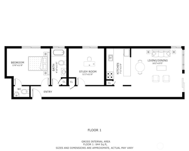 303 N 44th St Unit 105, Seattle, WA 98103 - view of home floor plan