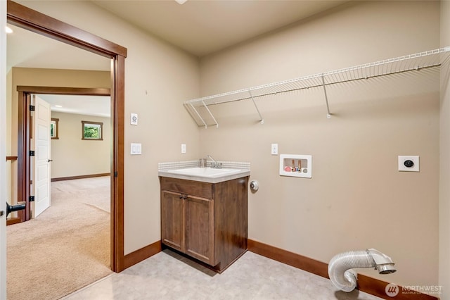 5728 SE 159th Ave, Snohomish, WA 98290 - laundry area with electric dryer hookup, washer hookup, cabinet space, and light colored carpet