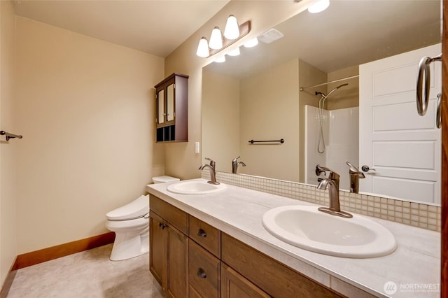 5728 SE 159th Ave, Snohomish, WA 98290 - full bath featuring double vanity, a shower, and tasteful backsplash