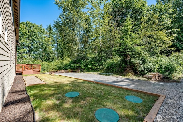 5728 SE 159th Ave, Snohomish, WA 98290 - view of green lawn featuring a wooden deck