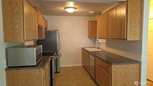 1040 Columbia River Dr Unit 1, Vancouver, WA 98664 - kitchen with stainless steel appliances, dark countertops, and brown cabinets